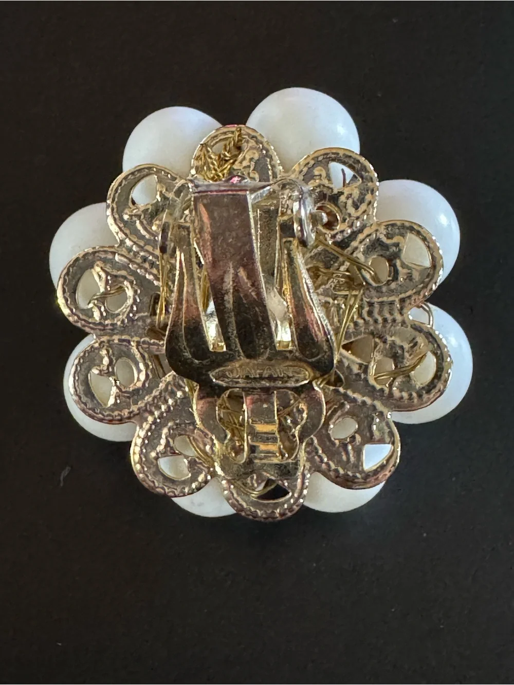 Vintage JAFAN Japan Milk Glass Floral Clip-On Earrings